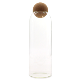 Glasgefäß mit Korkkugel, transparent, 25 cm