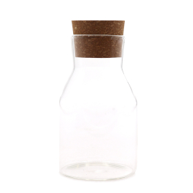 Glasgefäß mit Kork - Klar - 15cm