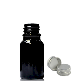 255x 5ml Schwarze Tropfflasche aus Glas mit Aluminiumkappe