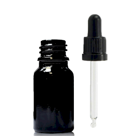 255x 5 ml schwarze Tropfflasche aus Glas mit schwarzer T/E-Pipette