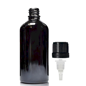 70x 100 ml schwarze Tropfflasche aus Glas mit Tropfverschluss