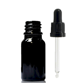 192x 10ml schwarze Tropfflasche aus Glas mit schwarzer T/E-Pipette