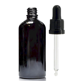 70x 100ml Schwarze Tropfflasche aus Glas