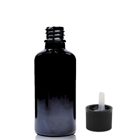 110x 30ml Schwarze Tropfflasche aus Glas mit kindersicherem Tropfverschluss