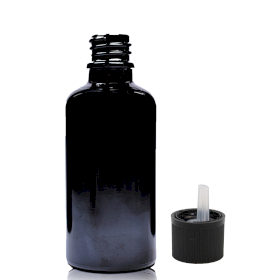 88x 50ml Schwarze Tropfflasche aus Glas mit kindersicherem Tropfverschluss