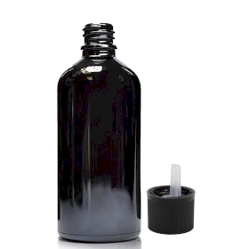 70x 100ml Schwarze Tropfflasche aus Glas mit kindersicherem Tropfverschluss