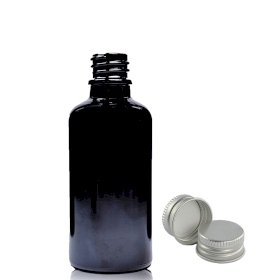 110x 30ml Schwarze Tropfflasche aus Glas mit Aluminiumkappe