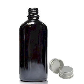 70x 100ml Schwarze Tropfflasche aus Glas mit Aluminiumkappe