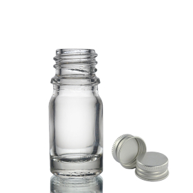 255x 5 ml Tropfflasche aus Klarglas mit Aluminiumkappe