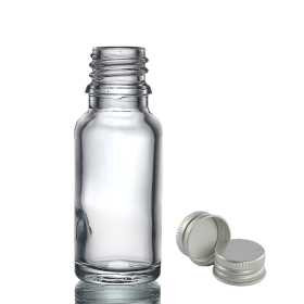 156x 15 ml Tropfflasche aus klarem Glas mit Aluminiumkappe