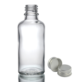88x 50 ml Tropfflasche aus Klarglas mit Aluminiumkappe
