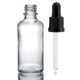88x 50 ml Tropfflasche aus Klarglas mit transparenter T/E-Pipette