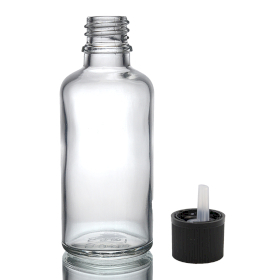 88x 50 ml Tropfflasche aus Klarglas mit kindersicherem Tropfverschluss