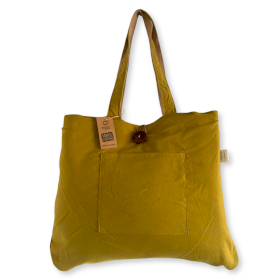 Wendbare Große Tasche aus Jute und Baumwolle - Pistazie