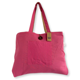 Wendbare Große Tasche aus Jute und Baumwolle - Rosa