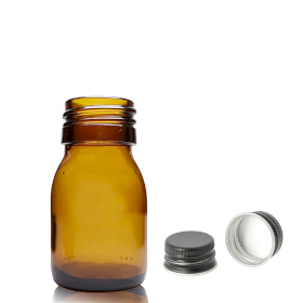 110x 30 ml Medizinflasche aus Braunglas mit schwarzer Aluminiumkappe