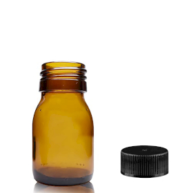 110x 30 ml Medizinflasche aus Braunglas mit schwarzer Kunststoffkappe