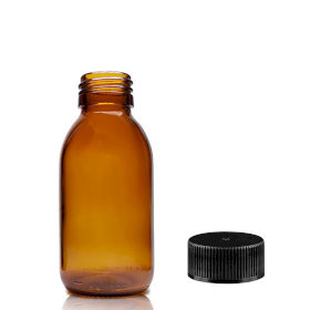 70x 100 ml Medizinflasche aus Braunglas mit schwarzer Kunststoffkappe
