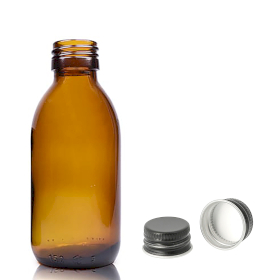 70x 150 ml Medizinflasche aus Braunglas mit schwarzer Aluminiumkappe