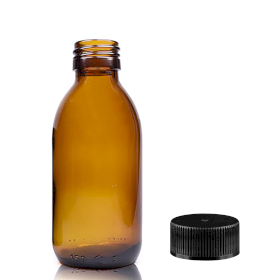 70x 150 ml Medizinflasche aus Braunglas mit schwarzem Kunststoffdeckel