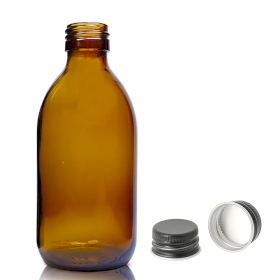 54x 250 ml Medizinflasche aus Braunglas mit schwarzer Aluminiumkappe
