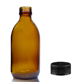54x 250 ml Medizinflasche aus Braunglas mit schwarzem Kunststoffdeckel