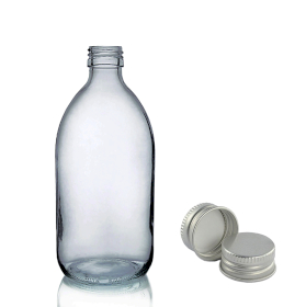 48x 250 ml Medizinflasche aus rauchgrauem Glas mit Aluminiumverschluss