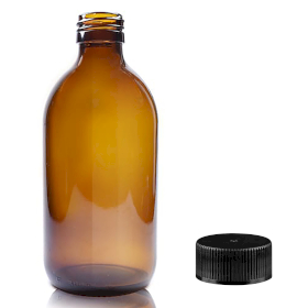 40x 300 ml Medizinflasche aus Braunglas mit schwarzem Kunststoffdeckel