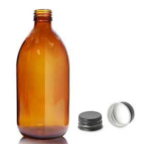 30x 500 ml Medizinflasche aus Braunglas mit schwarzer Aluminiumkappe