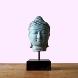Stillness Buddhakopf auf Ständer - Grünes Kupfer