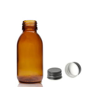 70x 100 ml Medizinflasche aus Braunglas mit schwarzer Aluminiumkappe