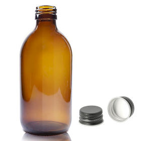 40x 300 ml Medizinflasche aus Braunglas mit schwarzer Aluminiumkappe
