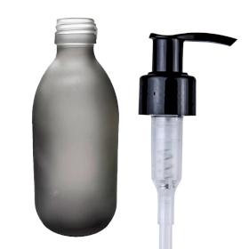 36x 300 ml Medizinflasche aus grauem Milchglas mit Lotionpumpe