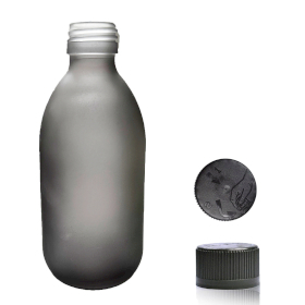 36x 300 ml Medizinflasche aus grauem Milchglas mit kindersicherem Verschluss
