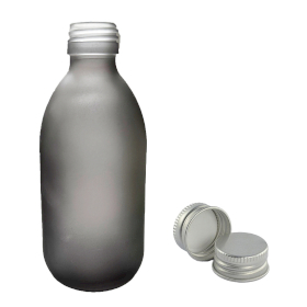 36x 300 ml Medizinflasche aus grauem Milchglas mit Aluminiumverschluss
