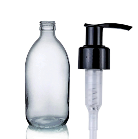 48x 250 ml Medizinflasche aus rauchgrauem Glas mit Lotionpumpe