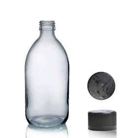 48x 250 ml Medizinflasche aus rauchgrauem Glas mit kindersicherem Verschluss