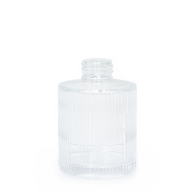 6x 150 ml gerippte, runde Duftstäbchenflasche (28 mm Hals) – transparent