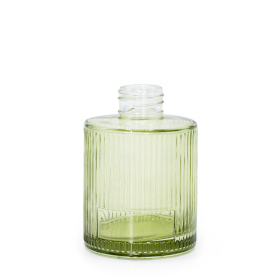 6x 150 ml gerippte, runde Duftstäbchenflasche (28 mm Hals) – Rauchgrün
