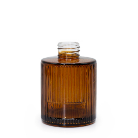 6x 150 ml gerippte, runde Duftstäbchenflasche (28 mm Hals) – Bernstein