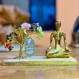 Edelstein-Yoga-Garten – Mudra-Pose – Sieben Chakren – Geneigter Baum – 100 Splittersteine