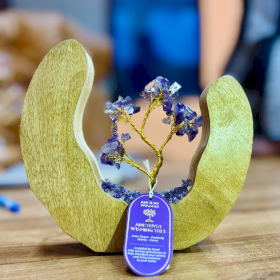 Edelsteinbaum auf Mangholz - Offener Holzring - Amethyst - 60 Splittersteine