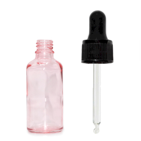 160x 10ml Tropfflasche aus rosa Glas mit schwarzer Pipette