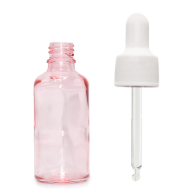 330x 30ml Tropfflasche aus rosa Glas mit weißer Pipette