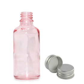 264x 50ml Tropfflasche aus rosa Glas with mit Aluminiumkappe