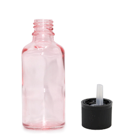 264x 50ml Tropfflasche aus rosa Glas mit kindersicherer Tropfkappe