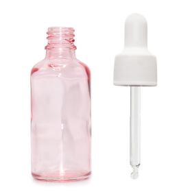 264x 50ml Tropfflasche aus rosa Glas mit weißer Pipette