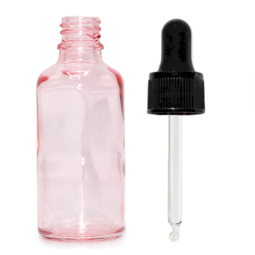 168x 100ml Tropfflasche aus rosa Glas mit schwarzer Pipette