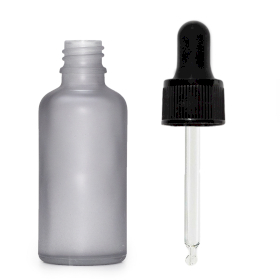 264x 50ml Mattgraue Glas-Tropfflasche mit schwarzer Pipette