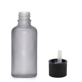 264x 50ml Mattgraue Glas-Tropfflasche mit kindersicherer Tropfkappe